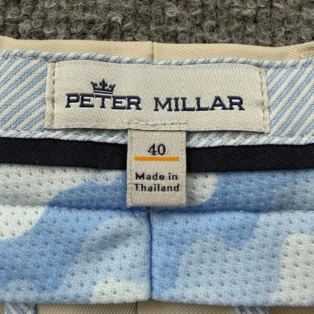 Peter Millar Men's‎ Golf Shorts Beige Performance Stretch Size 40 Flat Front